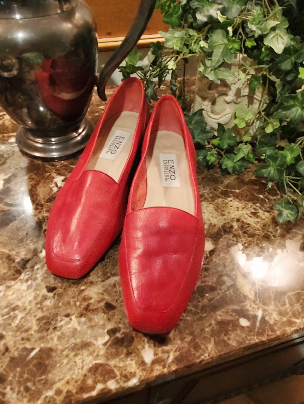 Enzo Angiolini Rich Red Leather Loafers, Size 9M
